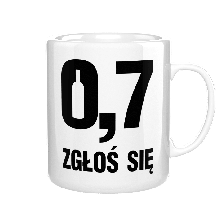 0,7 Zgłoś się kubek z napisami - zdjęcie 3