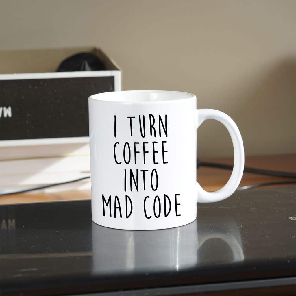 I turn coffee into mad code kubek - zdjęcie 1