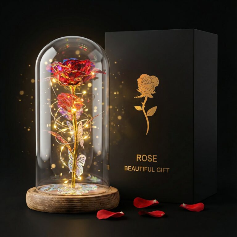 Wieczna róża w szkle świecąca LED